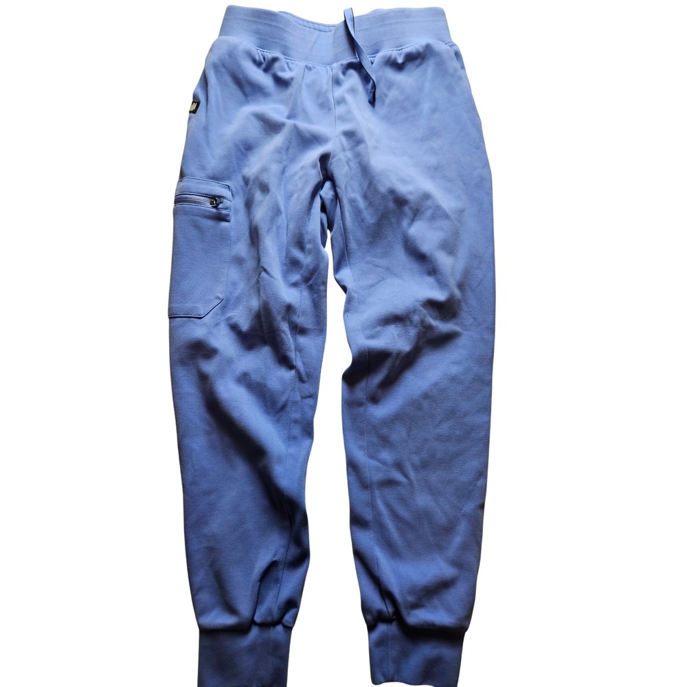 Jaanuu Blue Jogger Scrub Pants Womens XS Petite Cargo Pocket Drawstring